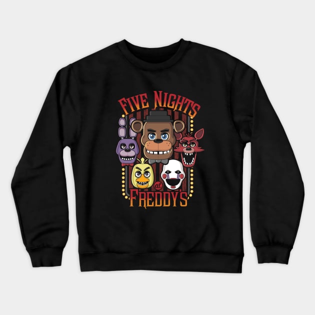 Five Nights At Freddy's Multi-Character Design Crewneck Sweatshirt by DeepFriedArt